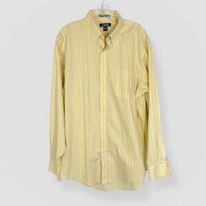 Lands’ End Size 16 1/2-35 Yellow Stripe Button Down Oxford No Iron Supima Work
